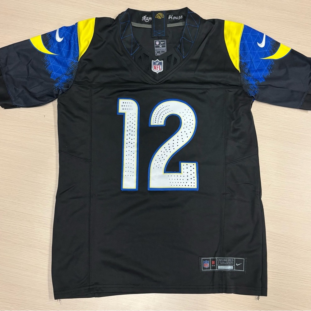 Puca Nacua LA Rams #12 Rivals Kids Black and Blue Sports Youth Medium Jersey - Picture 2 of 2